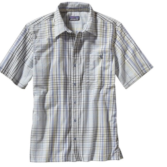 PATAGONIA WORN WEAR M's Puckerware® Plaid Shirt Men’s Organic Cotton SZ - Picture 1 of 10